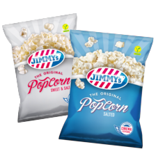 Jimmy's popcorn zout of zoet zout